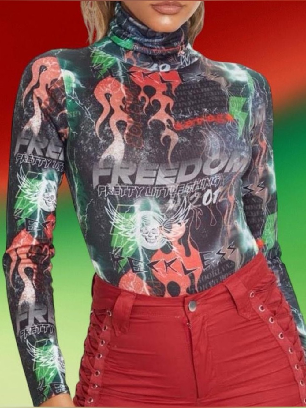 PLT Print Turtleneck Bodysuit